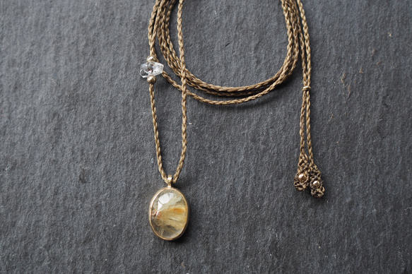 rutile quartz brass necklace 5枚目の画像