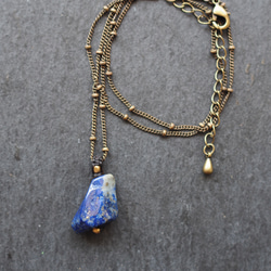 lapis lazuri macramé  chain necklace ( fragment ) 2枚目の画像