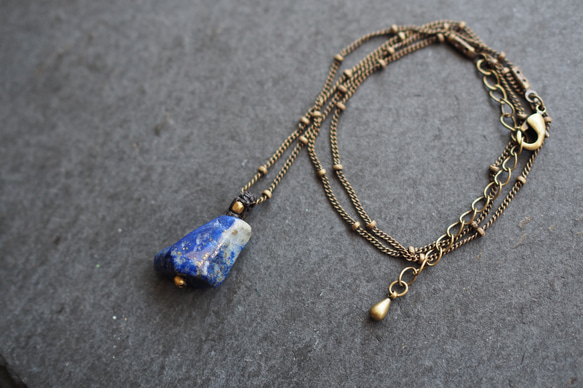 lapis lazuri macramé  chain necklace ( fragment ) 3枚目の画像