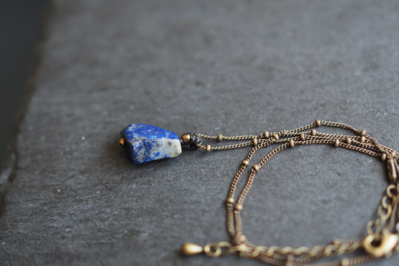 lapis lazuri macramé  chain necklace ( fragment ) 7枚目の画像