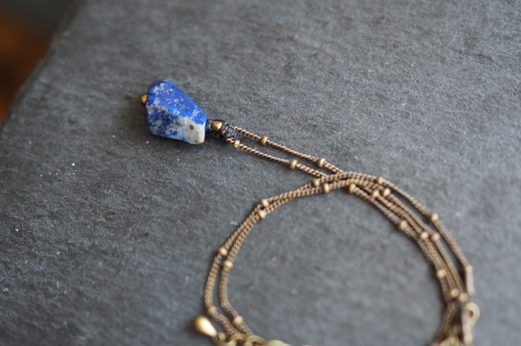 lapis lazuri macramé  chain necklace ( fragment ) 8枚目の画像