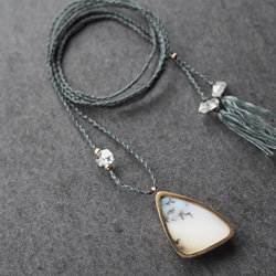 dendritic agate brass necklace 1枚目の画像