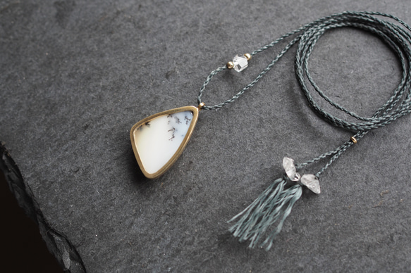 dendritic agate brass necklace 3枚目の画像