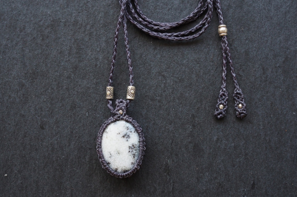 dendritic agate macramé necklace (snowstorm) 2枚目の画像