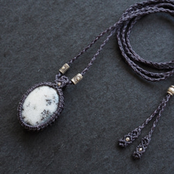 dendritic agate macramé necklace (snowstorm) 3枚目の画像