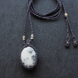 dendritic agate macramé necklace (snowstorm) 5枚目の画像