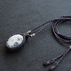 dendritic agate macramé necklace (snowstorm) 6枚目の画像