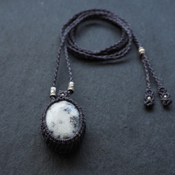 dendritic agate macramé necklace (snowstorm) 8枚目の画像