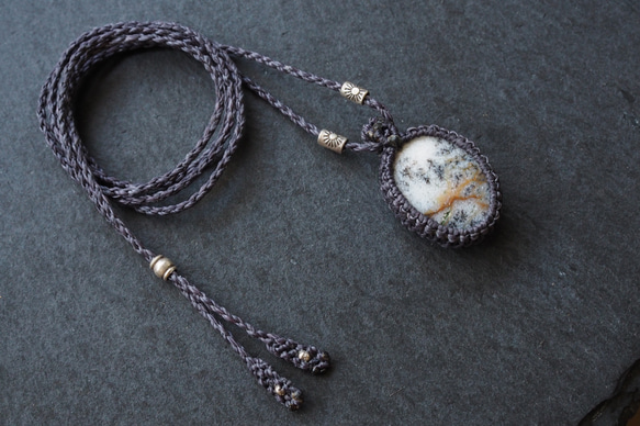 dendritic agate macramé necklace (snowstorm) 10枚目の画像
