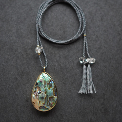 abalone shell brass necklace 2枚目の画像