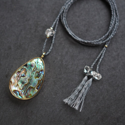 abalone shell brass necklace 3枚目の画像