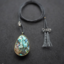 abalone shell brass necklace 5枚目の画像