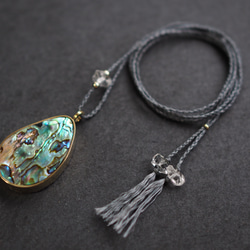 abalone shell brass necklace 6枚目の画像