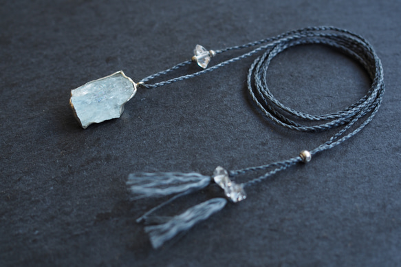 aquamarine silver necklace (icicle) 3枚目の画像