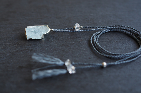 aquamarine silver necklace (icicle) 5枚目の画像