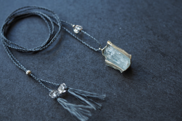 aquamarine silver necklace (icicle) 8枚目の画像