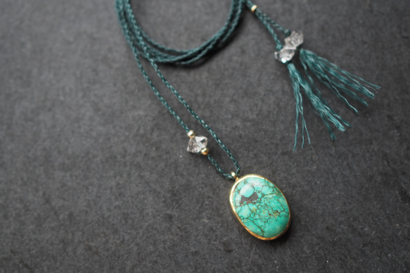 turquoise brass necklace (ocean) 1枚目の画像