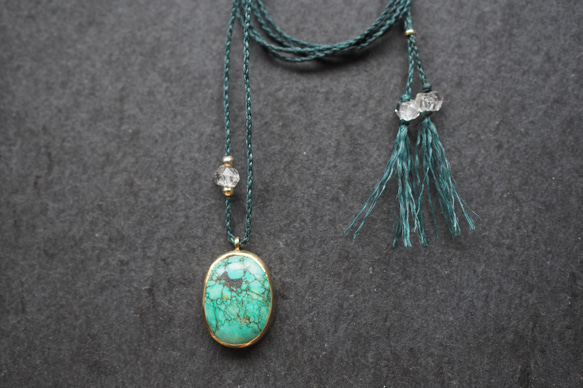 turquoise brass necklace (ocean) 2枚目の画像