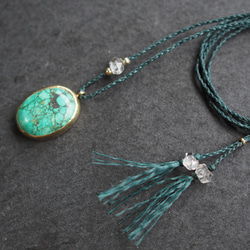 turquoise brass necklace (ocean) 3枚目の画像