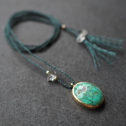 turquoise brass necklace (ocean) 4枚目の画像