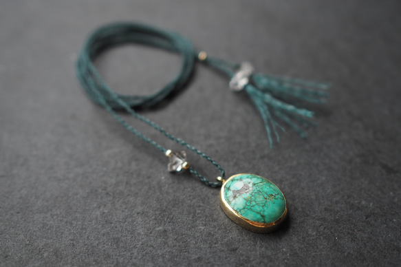 turquoise brass necklace (ocean) 4枚目の画像