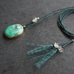 turquoise brass necklace (ocean) 6枚目の画像