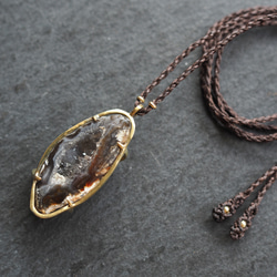 agate geode brass necklace (black) 3枚目の画像