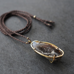 agate geode brass necklace (black) 4枚目の画像