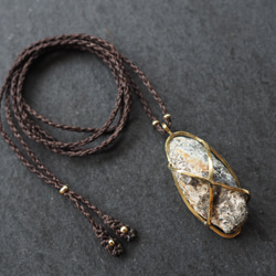 agate geode brass necklace (black) 10枚目の画像