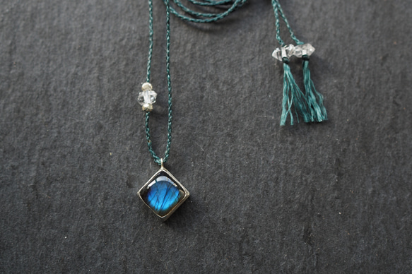 labradorite silver necklace (square) 2枚目の画像