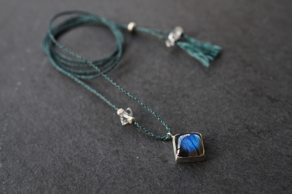 labradorite silver necklace (square) 4枚目の画像