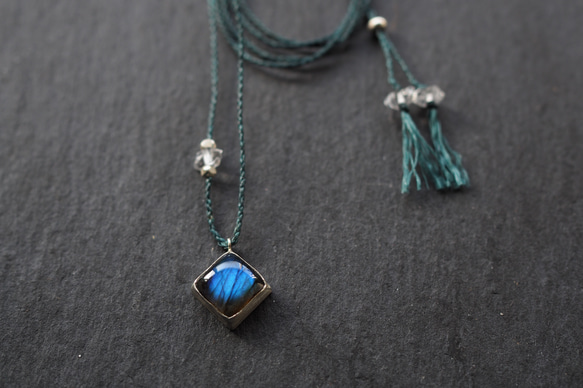 labradorite silver necklace (square) 5枚目の画像