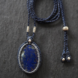 lapis lazuli macramé necklace (starry sky) 2枚目の画像