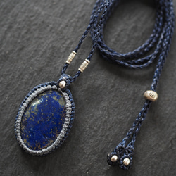 lapis lazuli macramé necklace (starry sky) 3枚目の画像