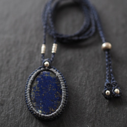 lapis lazuli macramé necklace (starry sky) 5枚目の画像