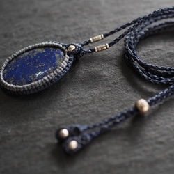 lapis lazuli macramé necklace (starry sky) 6枚目の画像