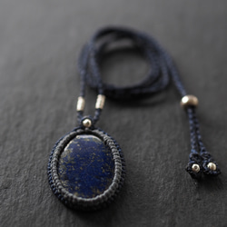 lapis lazuli macramé necklace (starry sky) 7枚目の画像