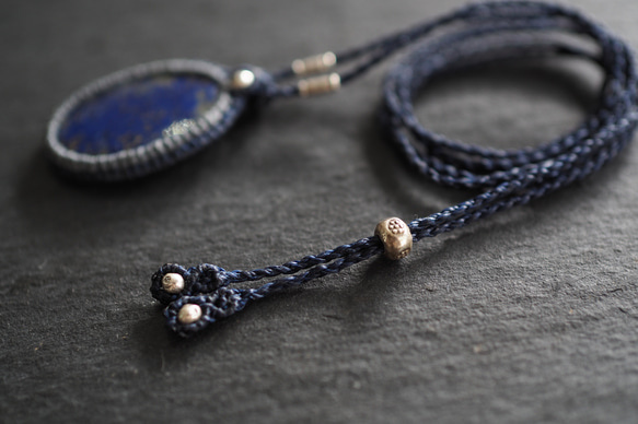 lapis lazuli macramé necklace (starry sky) 8枚目の画像