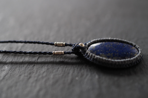 lapis lazuli macramé necklace (starry sky) 9枚目の画像