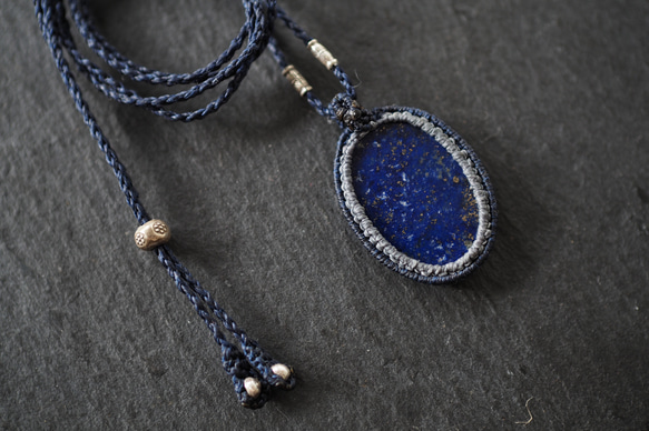 lapis lazuli macramé necklace (starry sky) 10枚目の画像