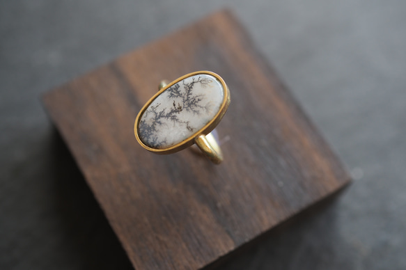 dendritic agate brass ring (overgrown) 2枚目の画像