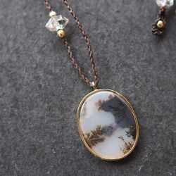 dendritic agate brass necklace (shadow) 1枚目の画像