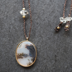 dendritic agate brass necklace (shadow) 2枚目の画像