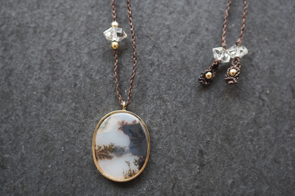 dendritic agate brass necklace (shadow) 2枚目の画像