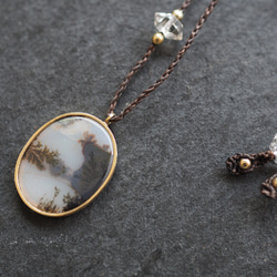 dendritic agate brass necklace (shadow) 3枚目の画像