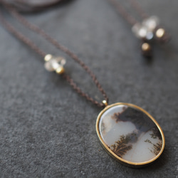 dendritic agate brass necklace (shadow) 4枚目の画像