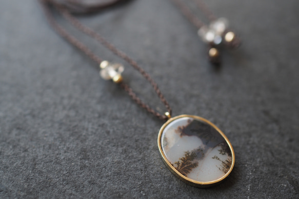 dendritic agate brass necklace (shadow) 4枚目の画像