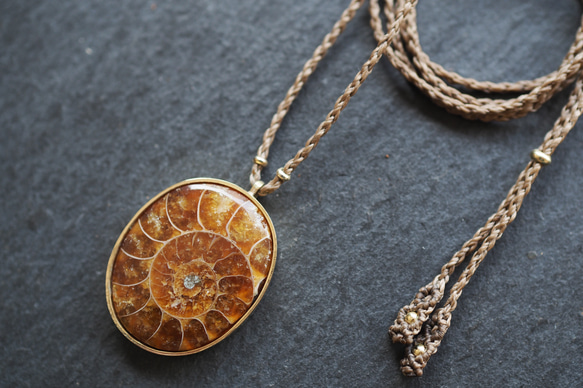 ammonite brass necklace (brown) 3枚目の画像