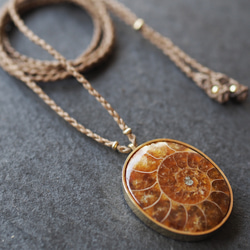 ammonite brass necklace (brown) 4枚目の画像