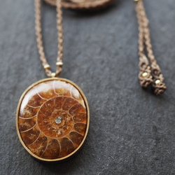 ammonite brass necklace (brown) 5枚目の画像